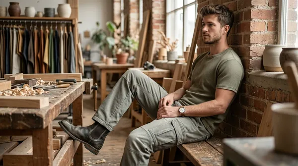 imported_baggy_fit_Grey_Cotton_denim_Cargo_For_Men