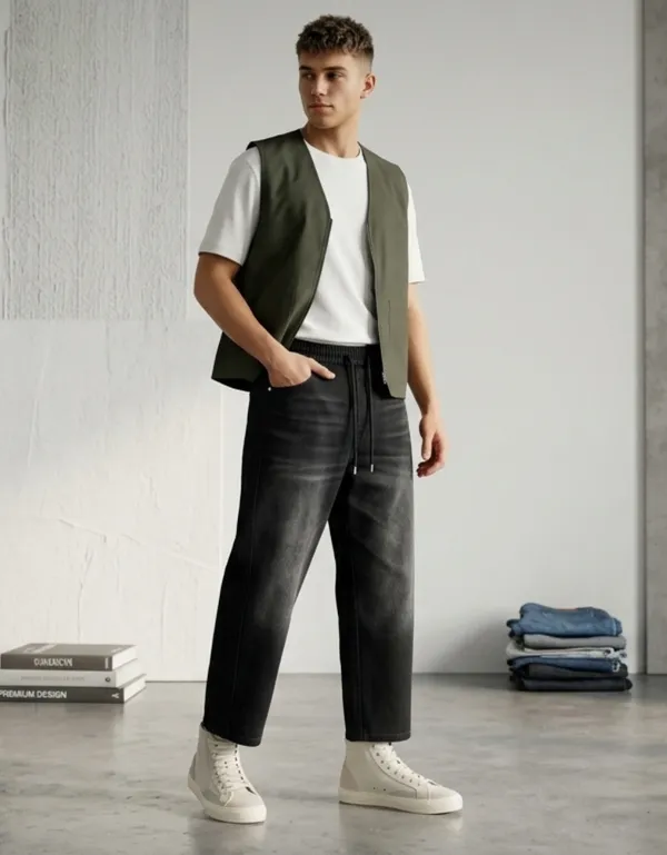imported_baggy_fit_Black_Cotton_Cargo_Jeans_For_Men