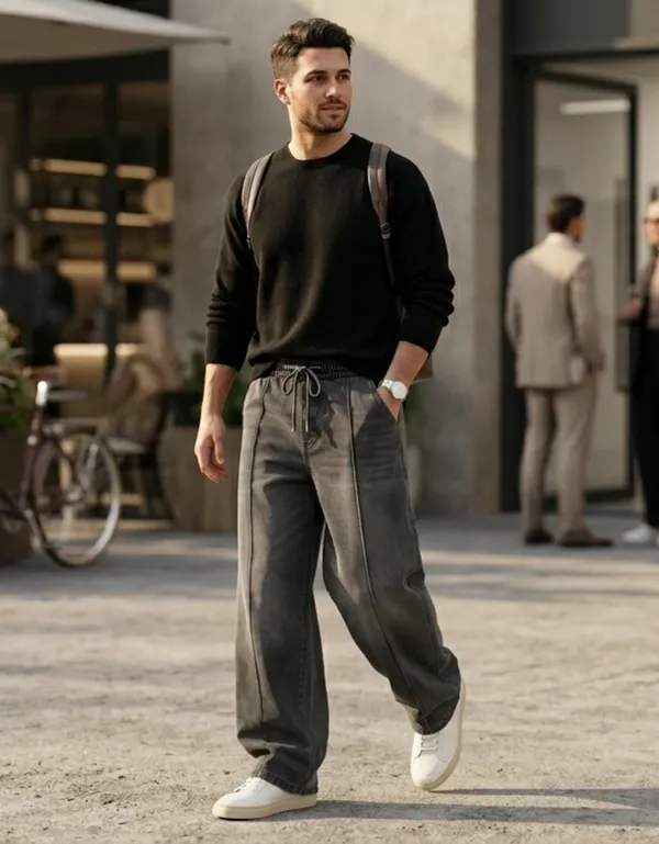 imported_baggy_brown_Cotton_Cargo_Fit_Jeans_For_Men