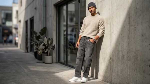 imported_baggy_brown_Cotton_Cargo_Fit_Jeans_For_Men