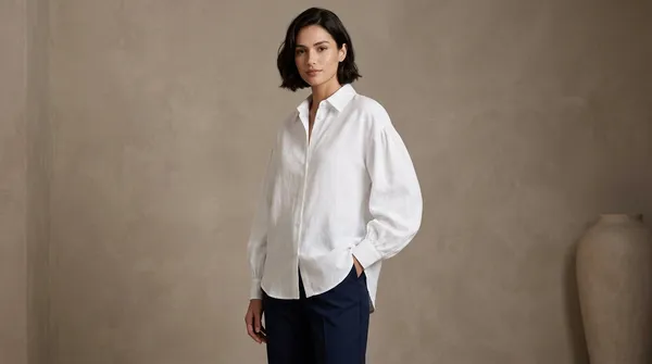 imported_White_Lyocell_Wrinkle-Free_Shirt_For_Women