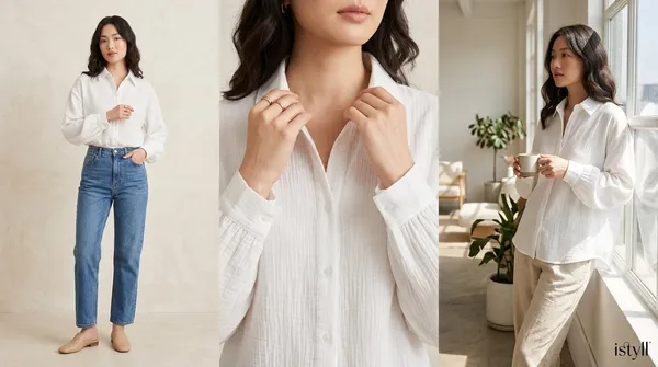 imported_White_Lyocell_Wrinkle-Free_Shirt_For_Women