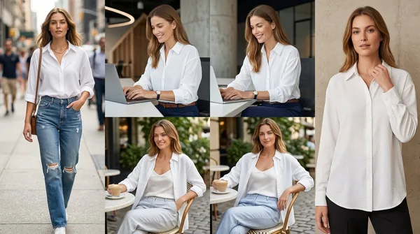 imported_White_Lyocell_Wrinkle-Free_Shirt_For_Women