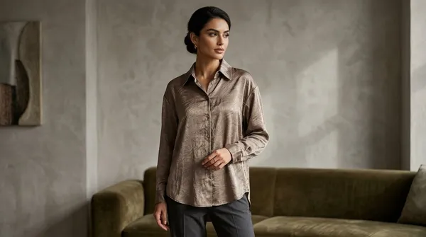 Imported_Brown_Lyocell_Smart_Fit_Wrinkle_Free_Shirt_For_Women