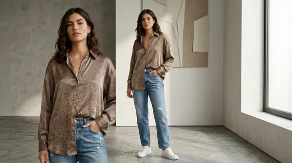Imported_Brown_Lyocell_Smart_Fit_Wrinkle_Free_Shirt_For_Women