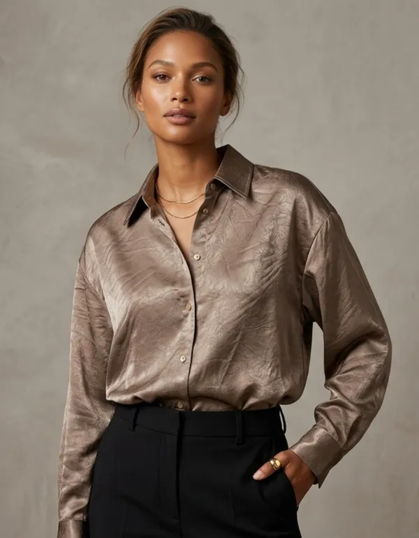Imported_Brown_Lyocell_Smart_Fit_Wrinkle_Free_Shirt_For_Women