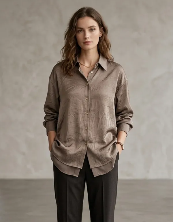 Imported_Brown_Lyocell_Smart_Fit_Wrinkle_Free_Shirt_For_Women