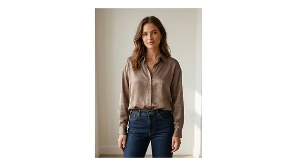 Imported_Brown_Lyocell_Smart_Fit_Wrinkle_Free_Shirt_For_Women