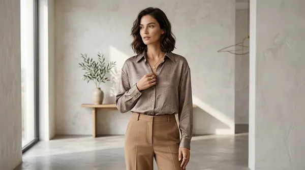 Imported_Brown_Lyocell_Smart_Fit_Wrinkle_Free_Shirt_For_Women