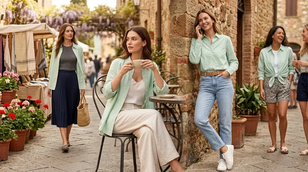 imported_light_Green_Lyocell_Silk-Touch_Shirt_For_Women