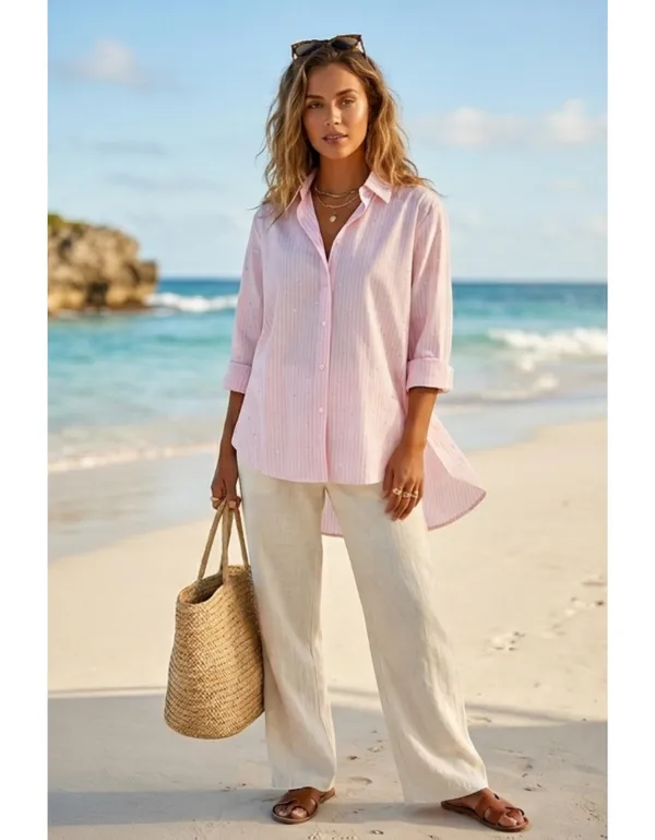 Imported_Pink_Lyocell_Tencel_Silk-Touch_Wrinkle_Free_Shirt_For_Women