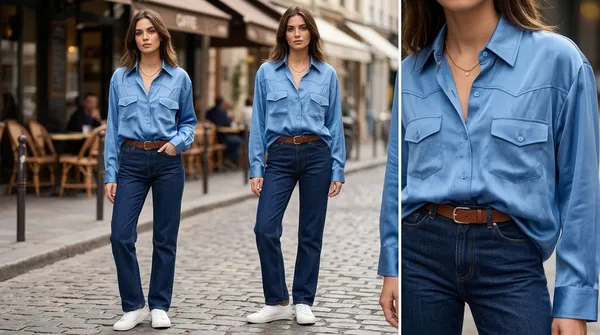 imported_Blue_Lyocell_Tencel_Silk-Touch_Shirt_For_Women