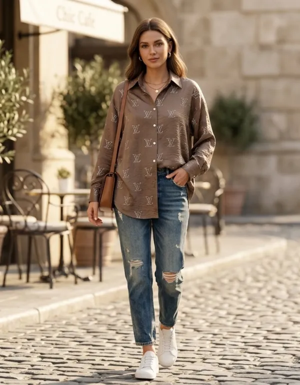 Importeed_Brown_Lyocell_Silk-Touch_Smart_Fit_Wrinkle_Free_Shirt_For_Women