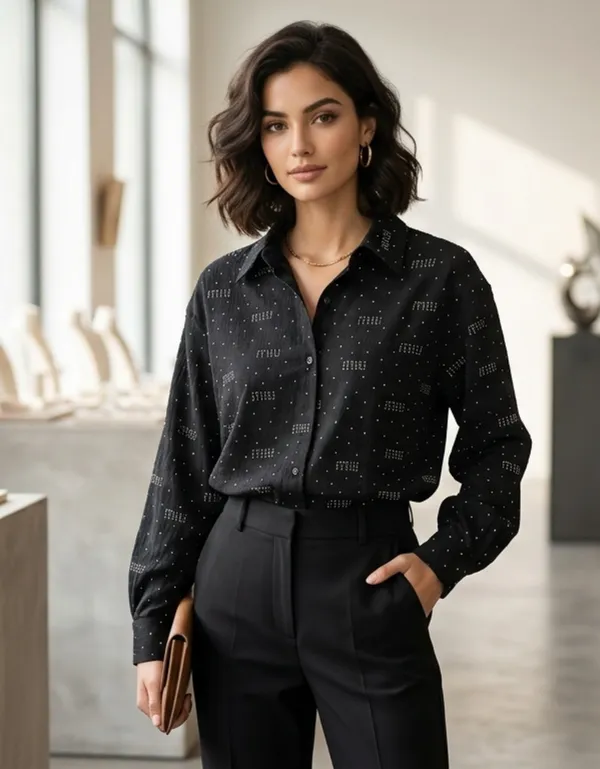 Imported_Black_Lyocell_Smart_Fit_Wrinkle_Free_Shirt_For_Women