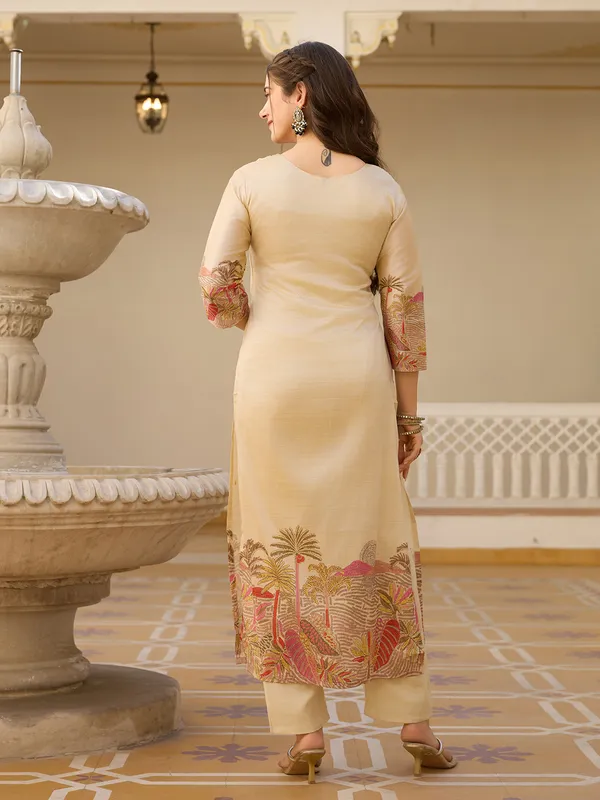 Neeva_store_Viscose_Beige_Color_Kurta_Suit_Set