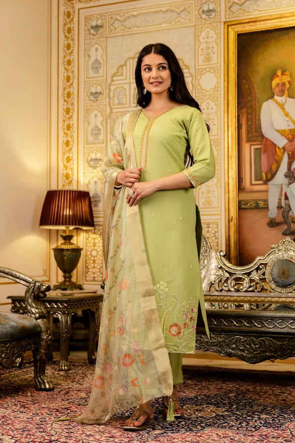 Neeva_store_Viscose_Lemon_Color_Kurta_Suit_Set