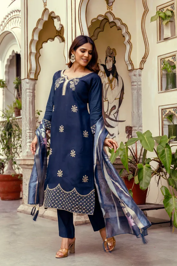 Neeva_store_Viscose_Navy_Color_Kurta_Suit_Set