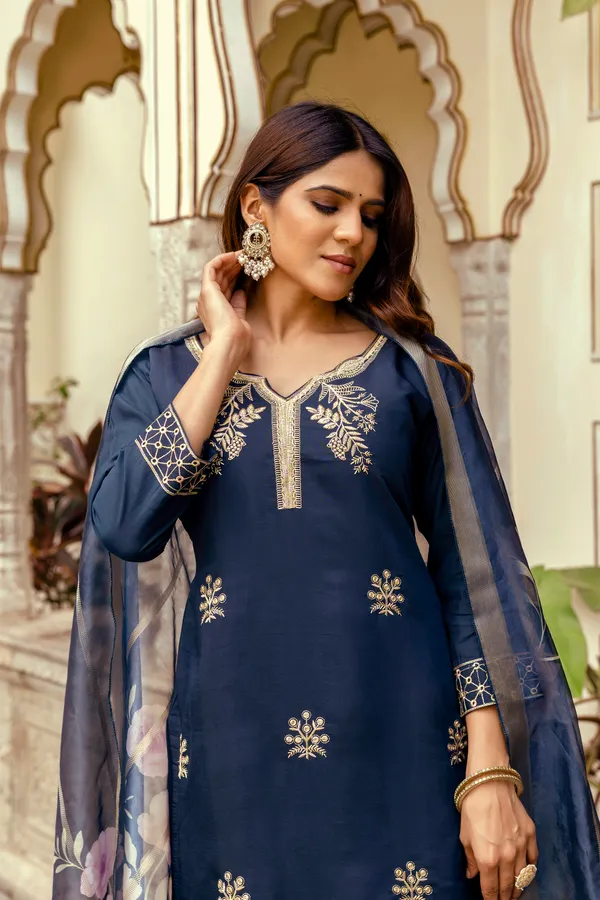 Neeva_store_Viscose_Navy_Color_Kurta_Suit_Set