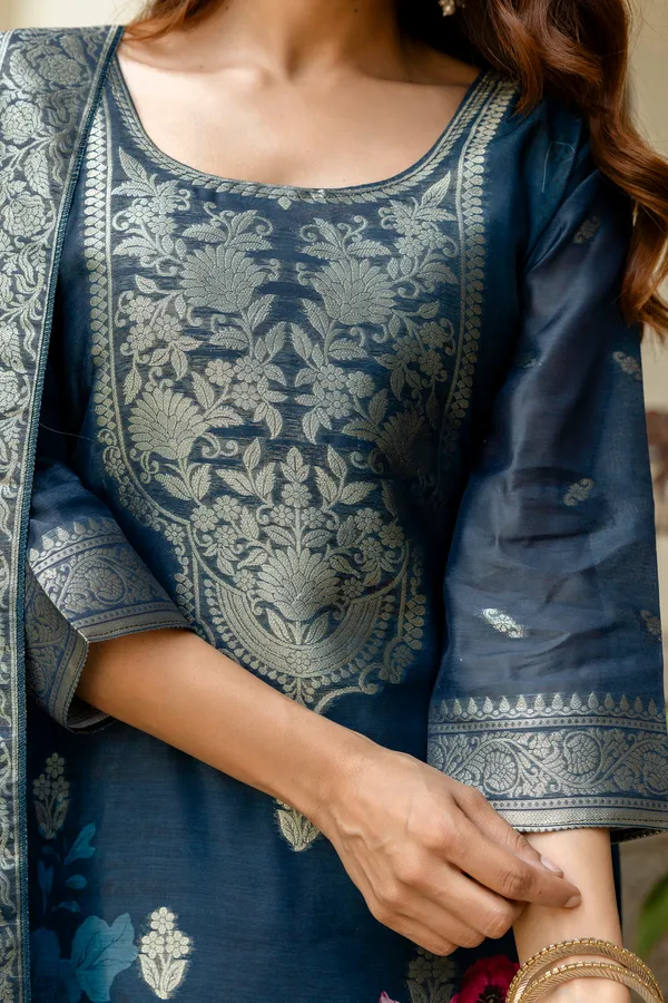 Neeva_store_Cotton_Blend_Navy_Color_Kurta_Suit_Set