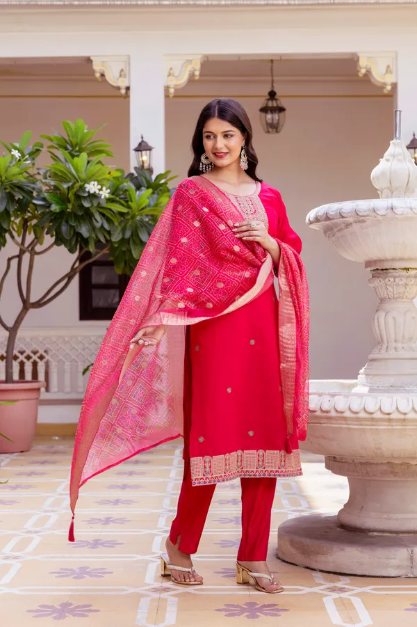 Neeva_store_Viscose_Pink_Color_Kurta_Suit_Set