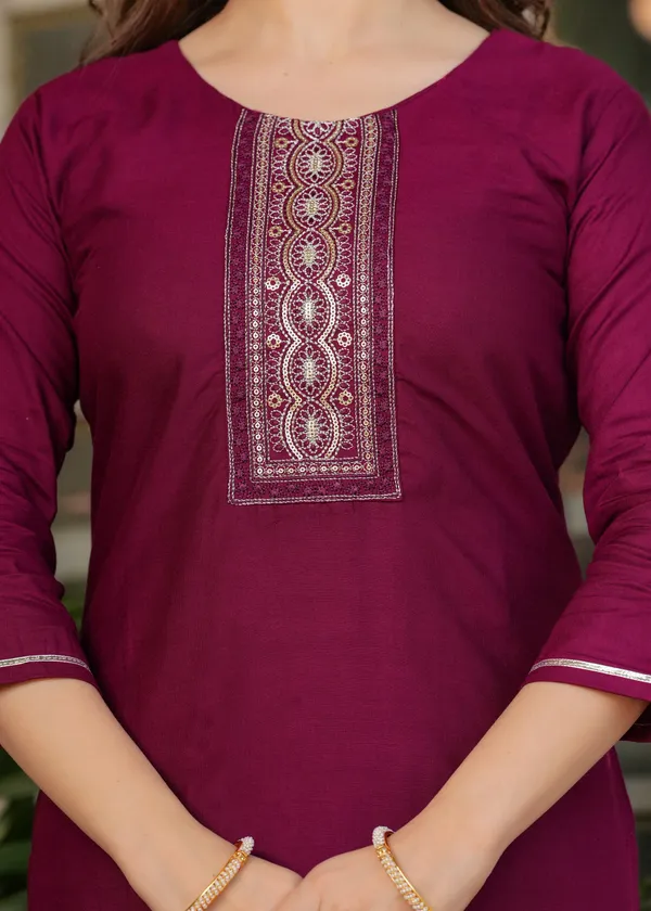 Neeva_store_Viscose_Maroon_Color_Kurta_Suit_Set