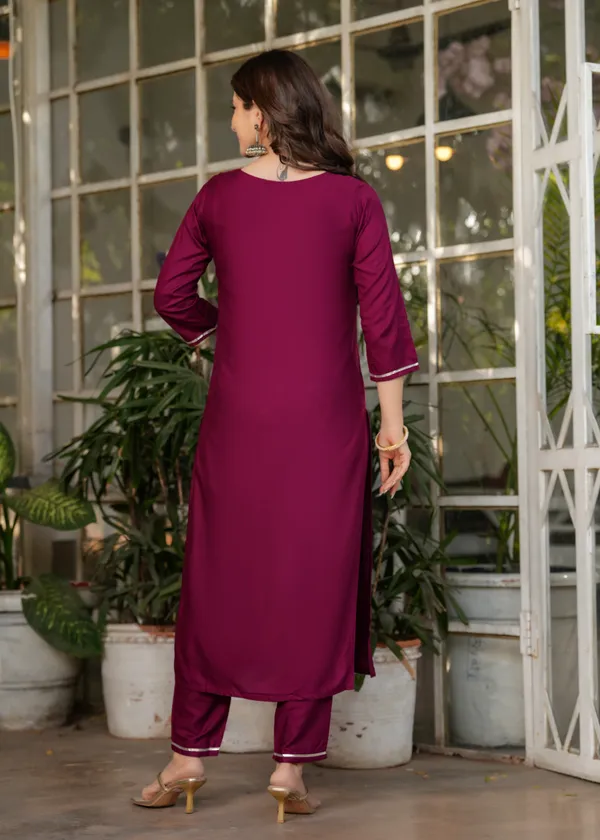 Neeva_store_Viscose_Maroon_Color_Kurta_Suit_Set