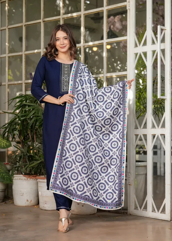 Neeva_store_Viscose_Navy_Color_Kurta_Suit_Set