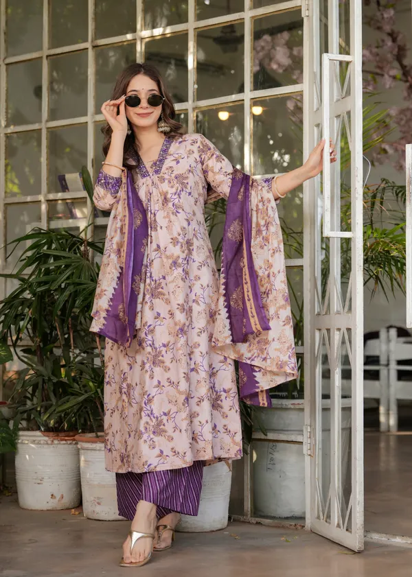 Neeva_store_Cotton_Blend_Multi_Color_Kurta_Suit_Set