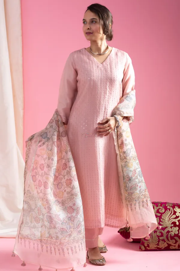 Neeva_store_Viscose_Peach_Color_Kurta_Suit_Set