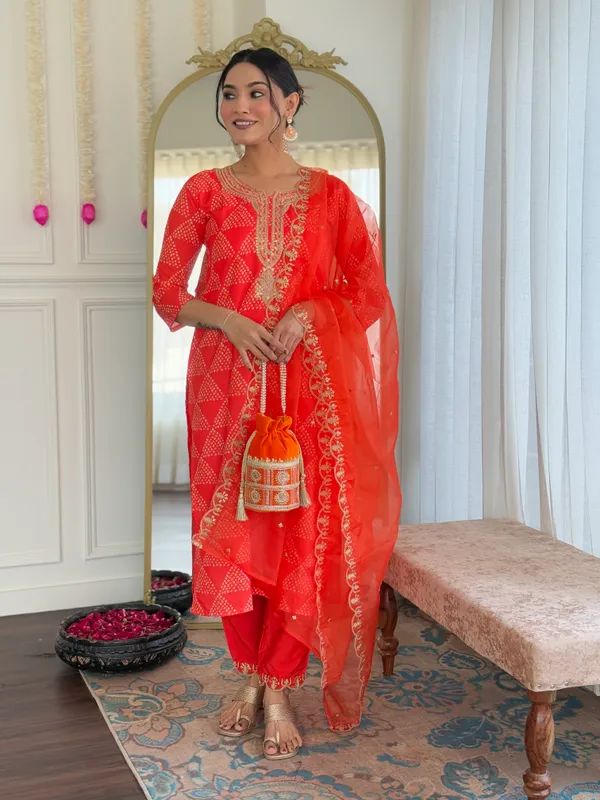 Neeva_store_Crepe_Orange_Color_Kurta_Suit_Set