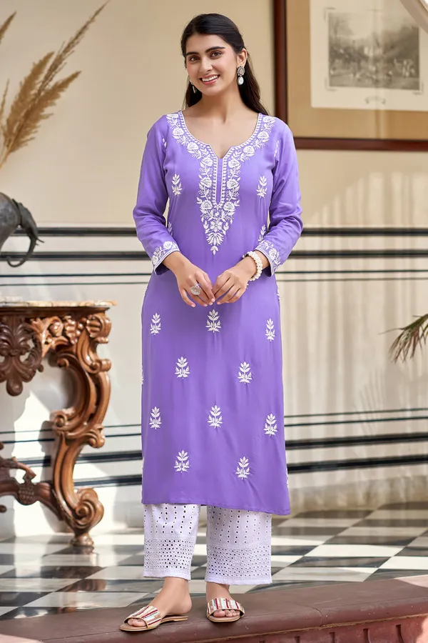 Neeva_store_Viscose_Lavender_Color_Kurta_Suit_Set