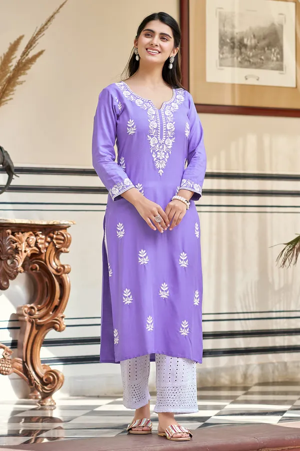 Neeva_store_Viscose_Lavender_Color_Kurta_Suit_Set