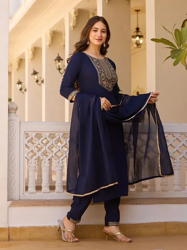 Neeva_store_Viscose_Navy_Color_Kurta_Suit_Set
