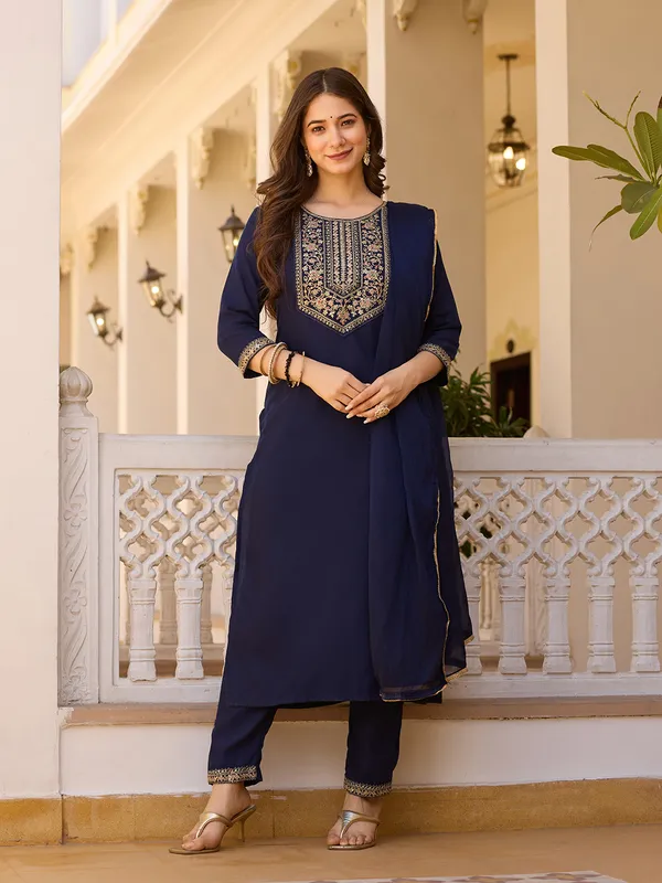 Neeva_store_Viscose_Navy_Color_Kurta_Suit_Set