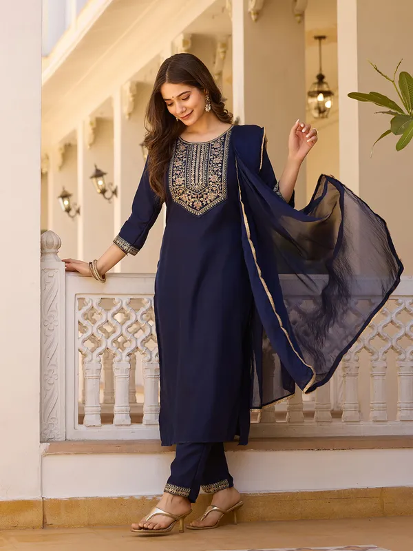 Neeva_store_Viscose_Navy_Color_Kurta_Suit_Set