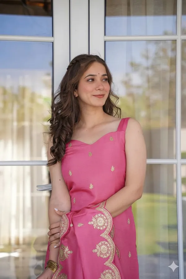 Neeva_store_Viscose_Peach_Color_Kurta_Suit_Set