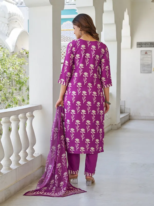 Neeva_store_Cotton_Purple_and_White_Wine_Color_Kurta_Suit_Set