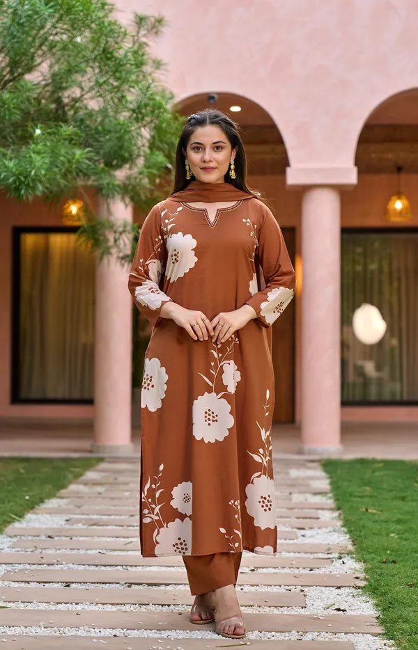 Neeva_store_Muslin_Mustard_Color_Kurta_Suit_Set