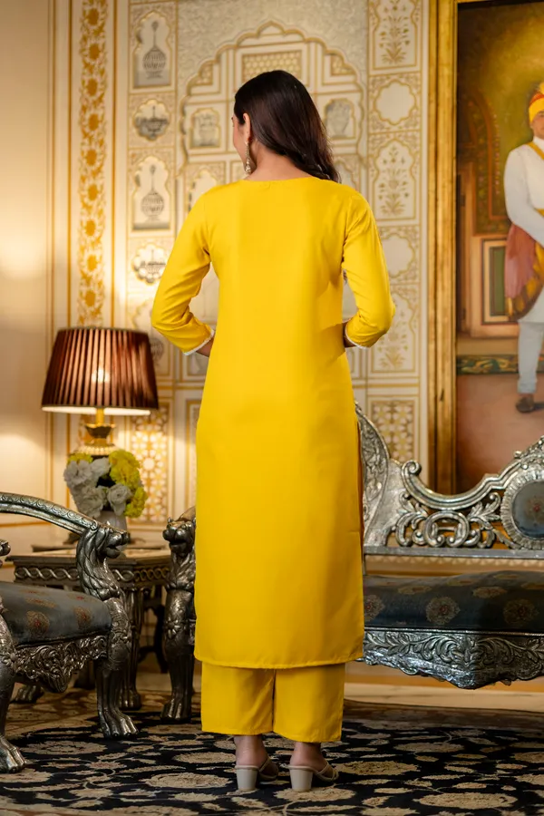 Neeva_store_Viscose_Yellow_Color_Kurta_Suit_Set