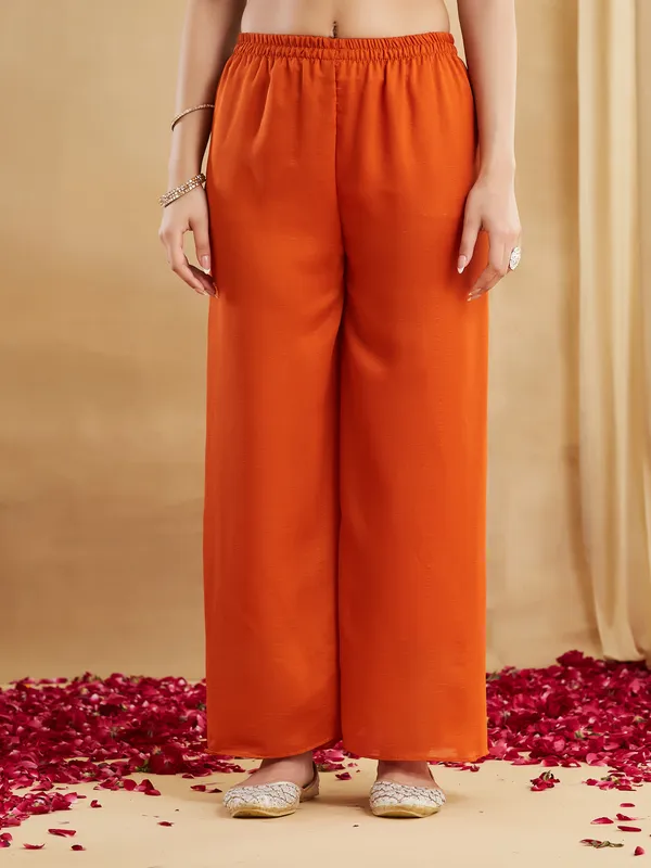 Neeva_store_Silk_Blend_Orange_Color_Kurta_Suit_Set