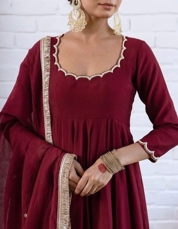 Neeva_store_Viscose_Maroon_Color_Kurta_Suit_Set