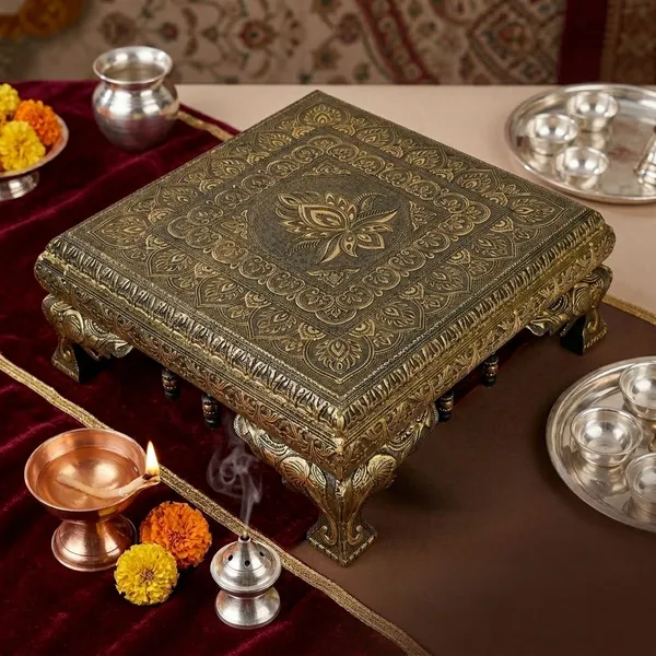 Balaji_Mart_Wooden_Pooja_Chowki_(Gold)