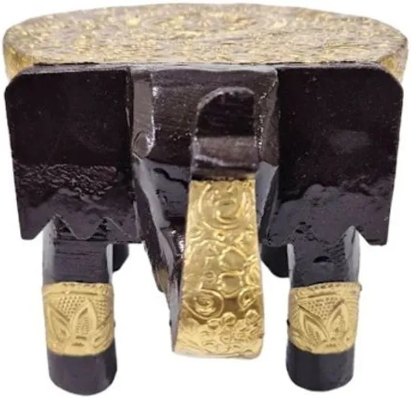 Balaji_Mart_Handcrafted_Wooden_Elephant_Stool_Wooden_All_Purpose_Chowki_(Black,_Gold,_Pack_Of_1)