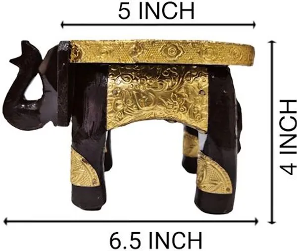 Balaji_Mart_Handcrafted_Wooden_Elephant_Stool_Wooden_All_Purpose_Chowki_(Black,_Gold,_Pack_Of_1)