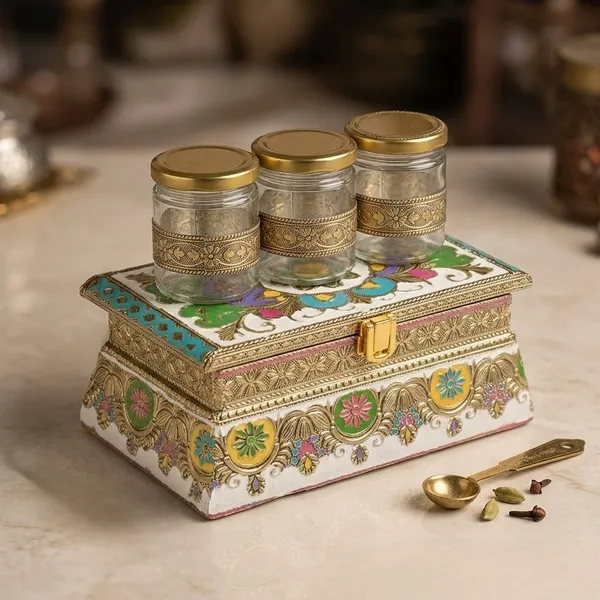 Balaji_Mart_Wooden,_Glass_Utility_Container_-_100_G,_100_G,_100_G_(Gold)