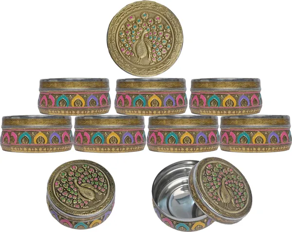 Balaji_Mart_Stainless_Steel_Utility_Container_-_500_Ml_(Pack_Of_10,_Multicolor,_Gold)
