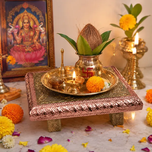 Golden_Pink_Embossed_Peacock_Design_Pooja_Chowki