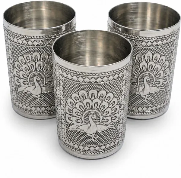 Balaji_Mart_(Pack_Of_3)_Meenakari_Stainless_Steel_Glass_Set_With_Elegant_Peacock_Glass_Set_Water/Juice_Glass_(250_Ml,_Steel,_Steel)