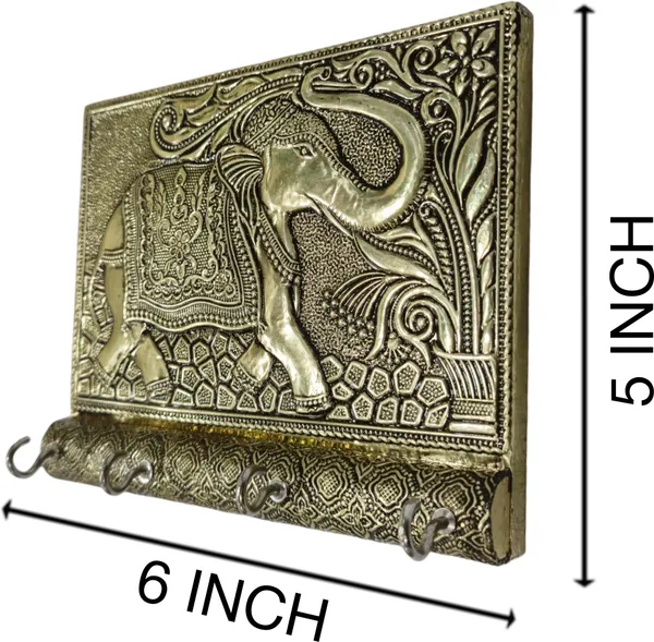 Balaji_Mart_Wood_Key_Holder_(4_Hooks,_Gold)