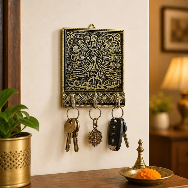 Balaji_Mart_Wood_Key_Holder_(3_Hooks,_Gold)